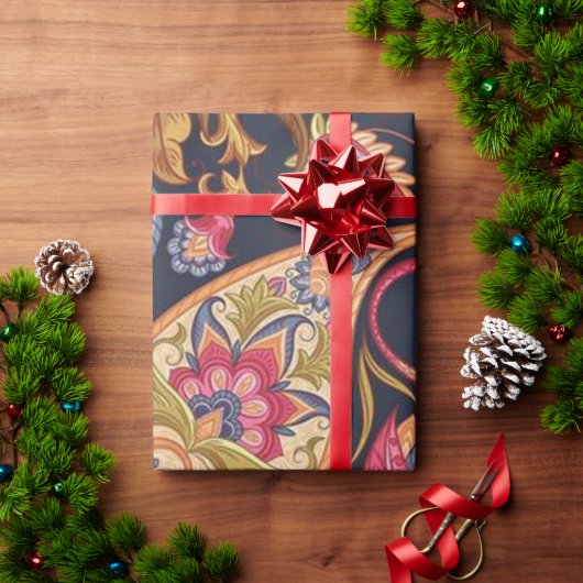 ヴィンテージ花シームレスなペイズリーパターン。 ラッピングペーパー (クリスマスギフト)