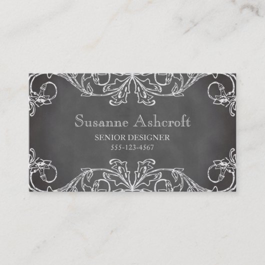 ヴィンテージ花スクロール黒板の上品デザイナー 名刺