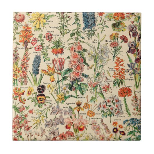 ヴィンテージ花セラミックタイル タイル (正面)