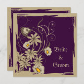 ヴィンテージ花セーブ・ザ・デート案内 招待状 (正面/裏面)