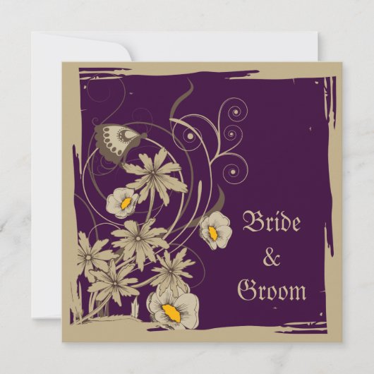 ヴィンテージ花セーブ・ザ・デート案内 招待状 (正面)