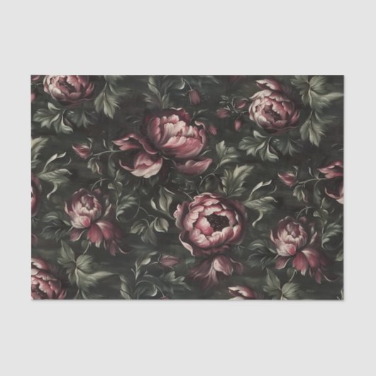 ヴィンテージ花ダークパープルファインアートデコパージュ 薄葉紙 (正面)