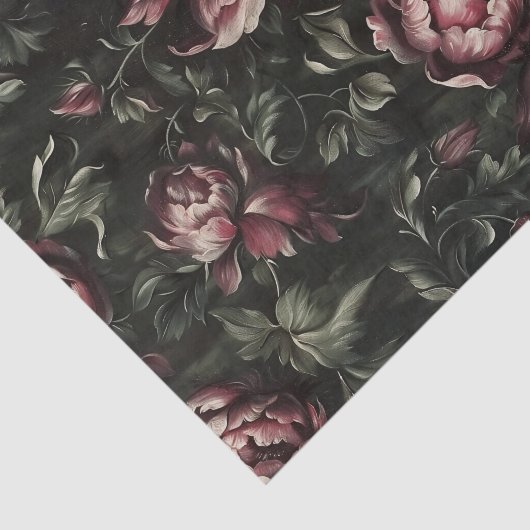 ヴィンテージ花ダークパープルファインアートデコパージュ 薄葉紙 (詳細)