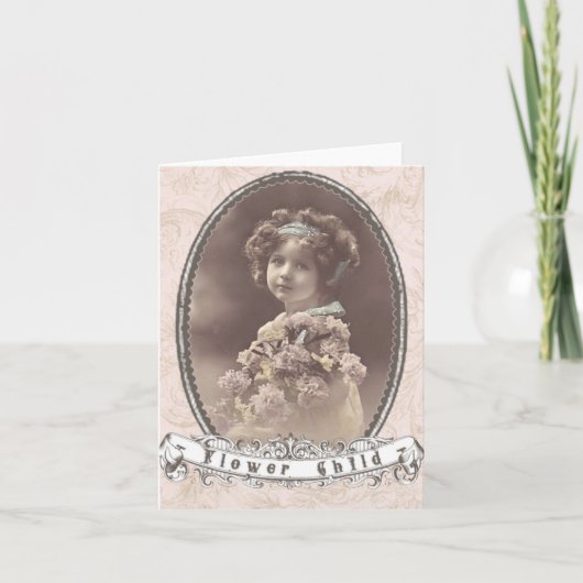 ヴィンテージ花チャイルドノーテカード カード (正面)
