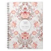 ヴィンテージ花パターンダマスク織のモノグラムSのノート ノートブック (正面)