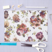 ヴィンテージ花パターンティッシュペーパー 薄葉紙 (クラフト)