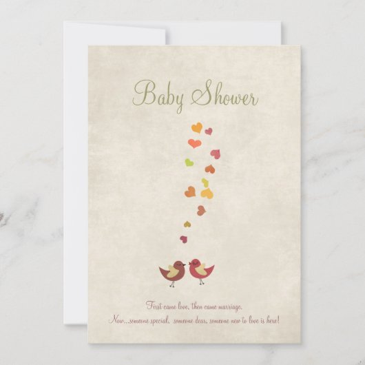 ヴィンテージ花パターンベビーシャワーの蝶 招待状 (正面)