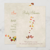 ヴィンテージ花パターンベビーシャワーの蝶 招待状 (正面/裏面)