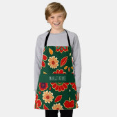 ヴィンテージ花ビート花柄 エプロン (着用した状態)