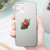 ヴィンテージ花ピンクとブルーのバラフローラ シール (スマートフォン)