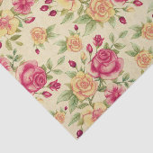 ヴィンテージ花ピンクイエローローズ 薄葉紙 (詳細)