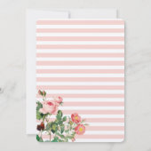 ヴィンテージ花ピンクストライプの赤ちゃんシャワー赤ちゃん女の子 招待状 (裏面)