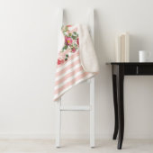 ヴィンテージ花ピンクストライプ色モノグラム シェルパブランケット (インサイチュ)