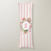 ヴィンテージ花ピンクストライプ色モノグラム ボディピロー (正面縦)