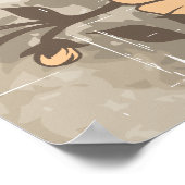 ヴィンテージ花ピーチ、トープグランジフローラカスタム ポスター (角)