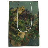 ヴィンテージ花ファンゴッホパンジーのバスケット ミディアムペーパーバッグ (裏面)