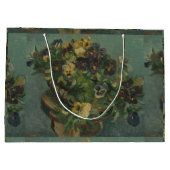 ヴィンテージ花ファンゴッホパンジーのバスケット ラージペーパーバッグ (裏面)