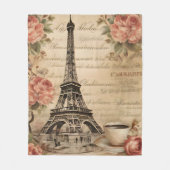 ヴィンテージ花フランスの書道パリ旅行 フリースブランケット (正面)