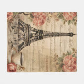 ヴィンテージ花フランスの書道パリ旅行 フリースブランケット (正面(横))