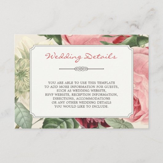 ヴィンテージ花フレーム結婚の詳細情報 エンクロージャーカード (正面)