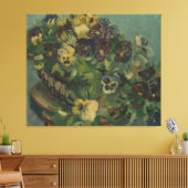 ヴィンテージ花フローラヴァンゴッホパンジーのバスケット キャンバスプリント (インサイチュ (リビング))