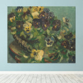 ヴィンテージ花フローラヴァンゴッホパンジーのバスケット キャンバスプリント (インサイチュ (ウッドフロア))