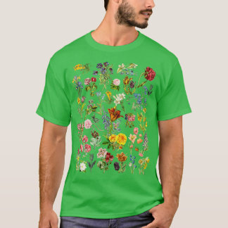 ヴィンテージ花フローラ植物図 Tシャツ