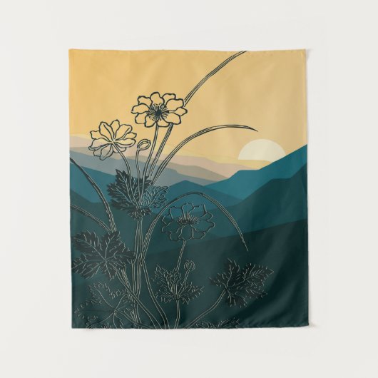 ヴィンテージ花フローラ植物自然植物芸術 タペストリー (正面)