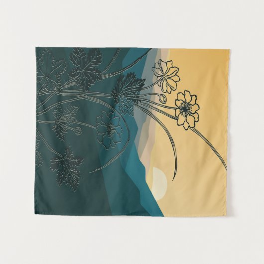 ヴィンテージ花フローラ植物自然植物芸術 タペストリー (正面(横))