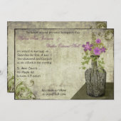 ヴィンテージ花ボトル結婚式招待状 招待状 (正面/裏面)