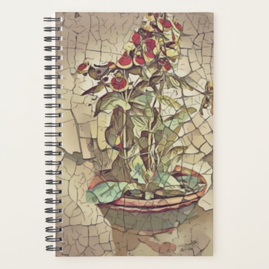 ヴィンテージ花ポットと花雑誌 プランナー手帳 (正面)