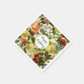 ヴィンテージ花モノグラムフローラ スタンダードカクテルナプキン (角)