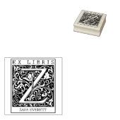 ヴィンテージ花モノグラムレターブックEx Libris ラバースタンプ (押印)