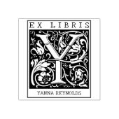 ヴィンテージ花モノグラムレターブックEx Libris ラバースタンプ (インプリント)