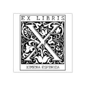 ヴィンテージ花モノグラムレターブックEx Libris ラバースタンプ (インプリント)