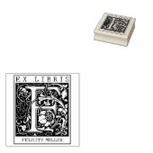 ヴィンテージ花モノグラムレターブックEx Libris ラバースタンプ (押印)