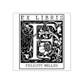 ヴィンテージ花モノグラムレターブックEx Libris ラバースタンプ (インプリント)