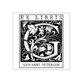 ヴィンテージ花モノグラムレターブックEx Libris ラバースタンプ (インプリント)