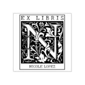 ヴィンテージ花モノグラムレターブックEx Libris ラバースタンプ (インプリント)