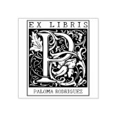 ヴィンテージ花モノグラムレターブックEx Libris ラバースタンプ (インプリント)