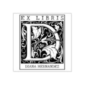 ヴィンテージ花モノグラムレターブックEx Libris ラバースタンプ (インプリント)
