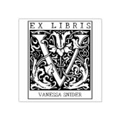 ヴィンテージ花モノグラムレターブックEx Libris ラバースタンプ (インプリント)