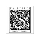 ヴィンテージ花モノグラムレターブックEx Libris ラバースタンプ (インプリント)
