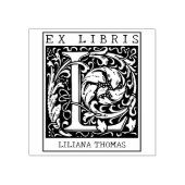 ヴィンテージ花モノグラムレターブックEx Libris ラバースタンプ (インプリント)