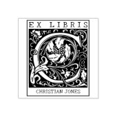 ヴィンテージ花モノグラムレターブックEx Libris ラバースタンプ (インプリント)