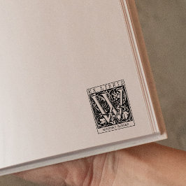 ヴィンテージ花モノグラムレターブックEx Libris ラバースタンプ