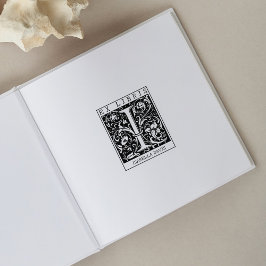 ヴィンテージ花モノグラムレターブックEx Libris ラバースタンプ