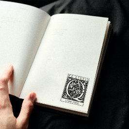 ヴィンテージ花モノグラムレターブックEx Libris ラバースタンプ