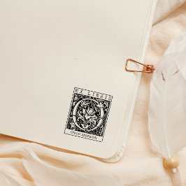 ヴィンテージ花モノグラムレターブックEx Libris ラバースタンプ