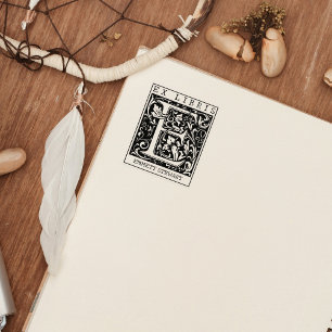 ヴィンテージ花モノグラムレターブックEx Libris ラバースタンプ